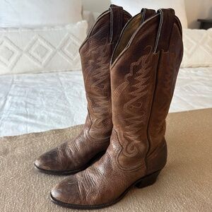 BOULET Brown Leather Cowboy Cowgirl Boot - W7